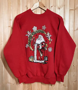 VTG Ugly Christmas Sweater Merry Santa Red 1990 90s Red Crewneck Sweatshirt sz M